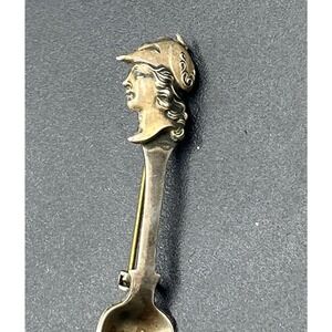 Sterling‎ silver Roman soldier Spoon brooch Athene / Minerva Lapel Pin